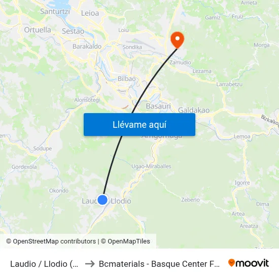 Laudio / Llodio (Ugarte) to Bcmaterials - Basque Center For Materials map