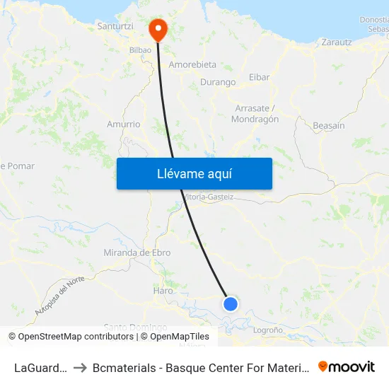 LaGuardia to Bcmaterials - Basque Center For Materials map