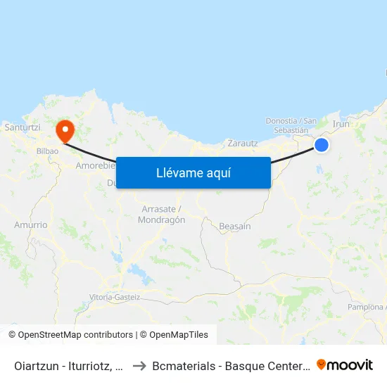 Oiartzun - Iturriotz, Herrigunea to Bcmaterials - Basque Center For Materials map