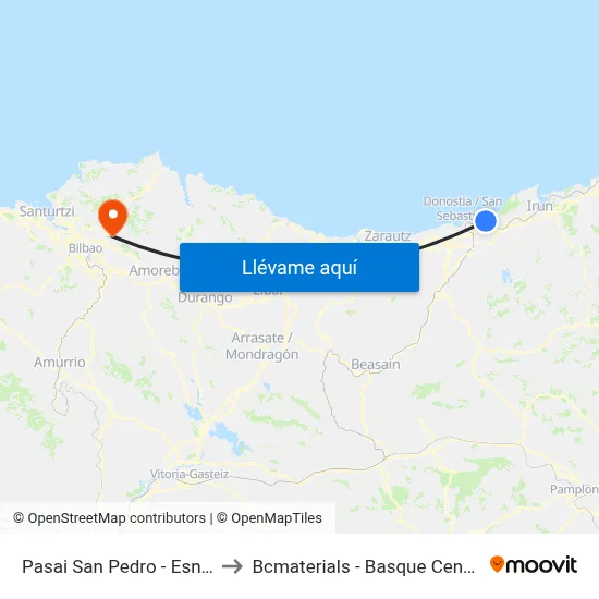 Pasai San Pedro - Esnabide Kalea 6 to Bcmaterials - Basque Center For Materials map