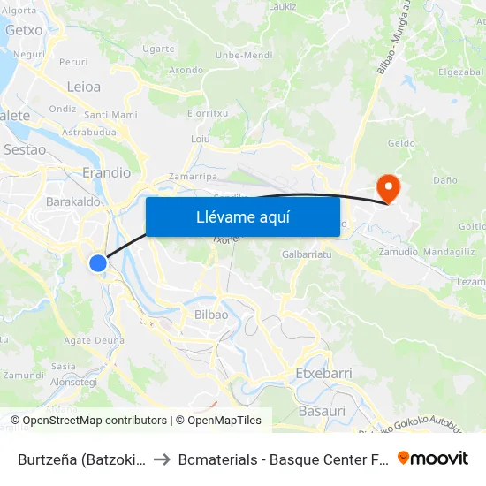 Burtzeña (Batzokia) (350) to Bcmaterials - Basque Center For Materials map
