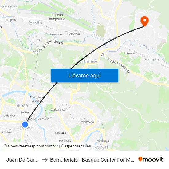 Juan De Garay 7 to Bcmaterials - Basque Center For Materials map
