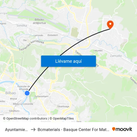 Ayuntamiento to Bcmaterials - Basque Center For Materials map