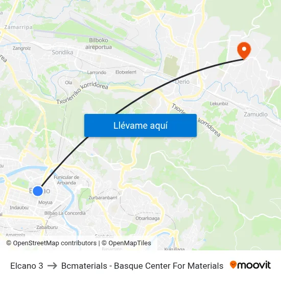 Elcano 3 to Bcmaterials - Basque Center For Materials map