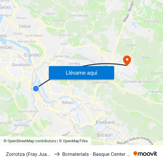Zorrotza (Fray Juan 8) (311) to Bcmaterials - Basque Center For Materials map