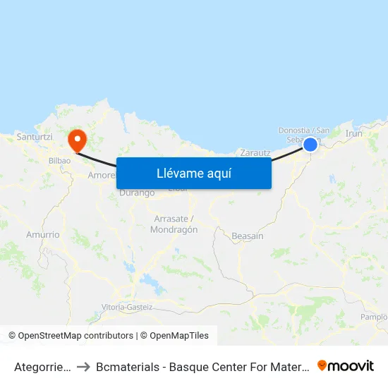 Ategorrieta to Bcmaterials - Basque Center For Materials map