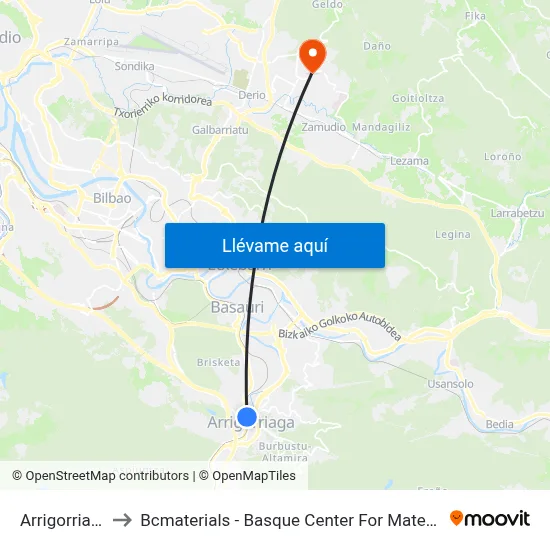 Arrigorriaga to Bcmaterials - Basque Center For Materials map