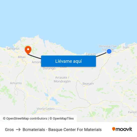 Gros to Bcmaterials - Basque Center For Materials map