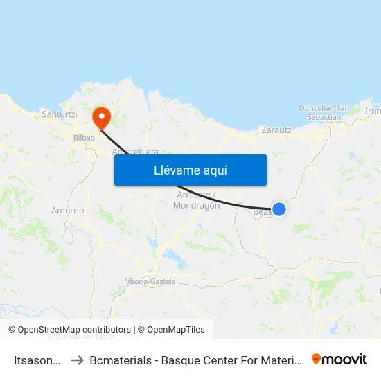 Itsasondo to Bcmaterials - Basque Center For Materials map