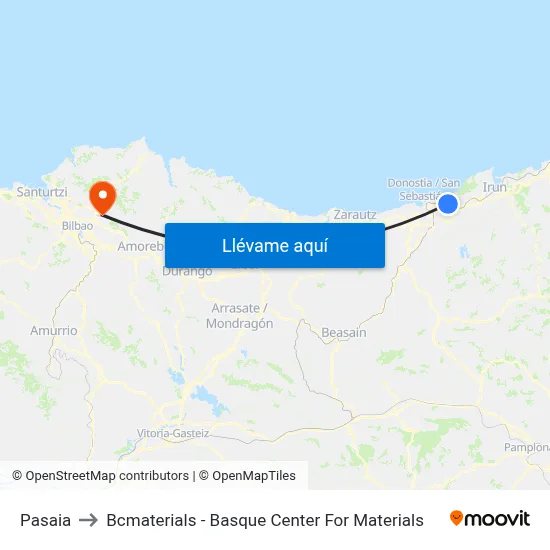Pasaia to Bcmaterials - Basque Center For Materials map