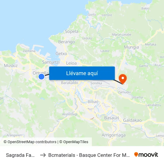 Sagrada Familia to Bcmaterials - Basque Center For Materials map