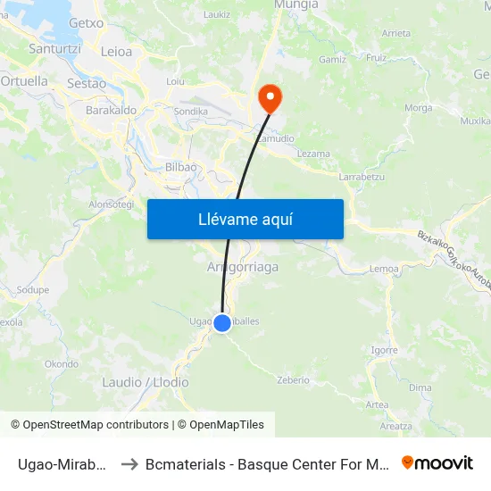 Ugao-Miraballes to Bcmaterials - Basque Center For Materials map