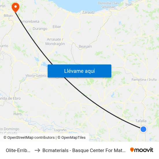 Olite-Erriberri to Bcmaterials - Basque Center For Materials map