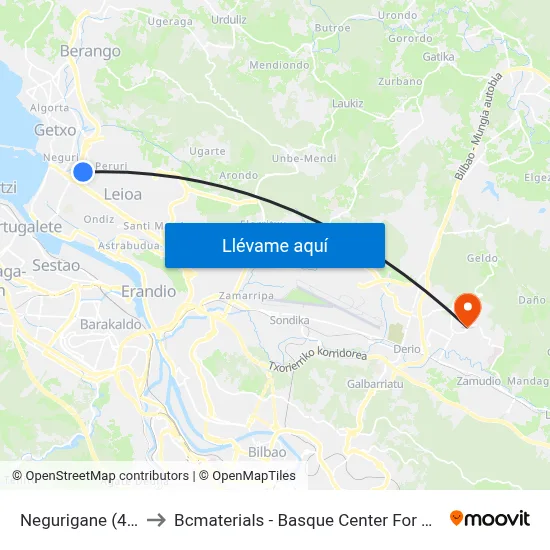 Negurigane (4181) to Bcmaterials - Basque Center For Materials map