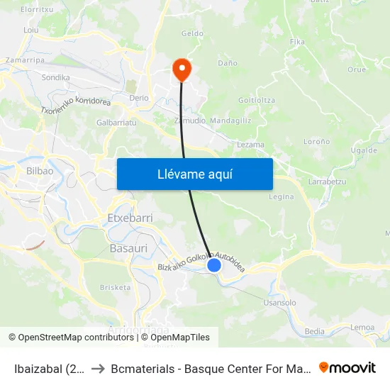 Ibaizabal (255) to Bcmaterials - Basque Center For Materials map