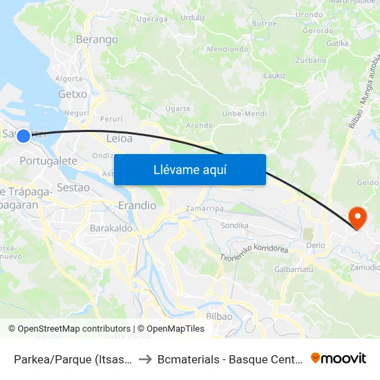 Parkea/Parque (Itsasalde 2) (523) to Bcmaterials - Basque Center For Materials map