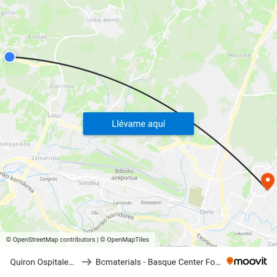 Quiron Ospitalea (216) to Bcmaterials - Basque Center For Materials map