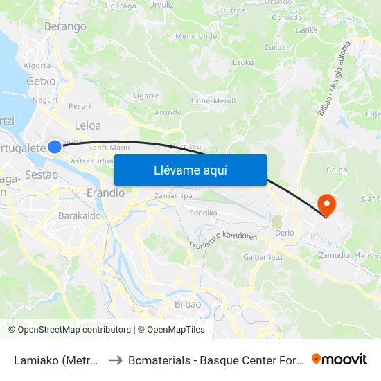 Lamiako (Metro) (29) to Bcmaterials - Basque Center For Materials map