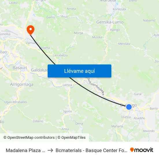 Madalena Plaza (2621) to Bcmaterials - Basque Center For Materials map