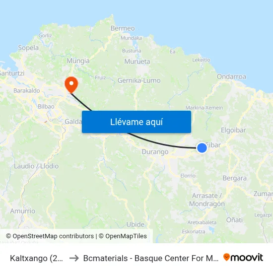 Kaltxango (2801) to Bcmaterials - Basque Center For Materials map