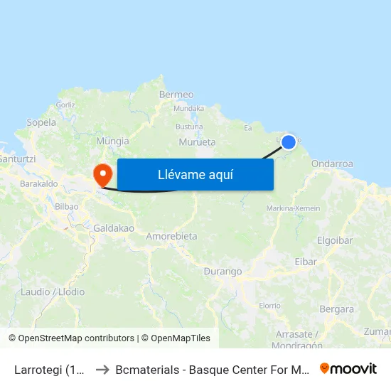 Larrotegi (1815) to Bcmaterials - Basque Center For Materials map
