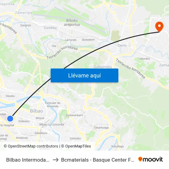 Bilbao Intermodal (2877) to Bcmaterials - Basque Center For Materials map