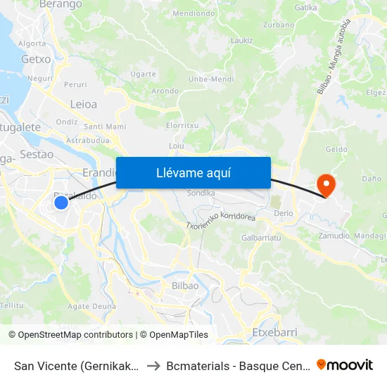 San Vicente (Gernikako Arbola) (476) to Bcmaterials - Basque Center For Materials map