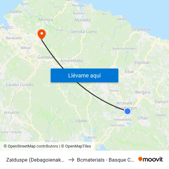 Zalduspe (Debagoienako Ospitalea) (2879) to Bcmaterials - Basque Center For Materials map