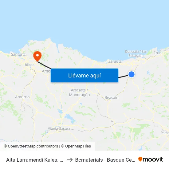 Aita Larramendi Kalea, 19 - Zumea Plaza to Bcmaterials - Basque Center For Materials map
