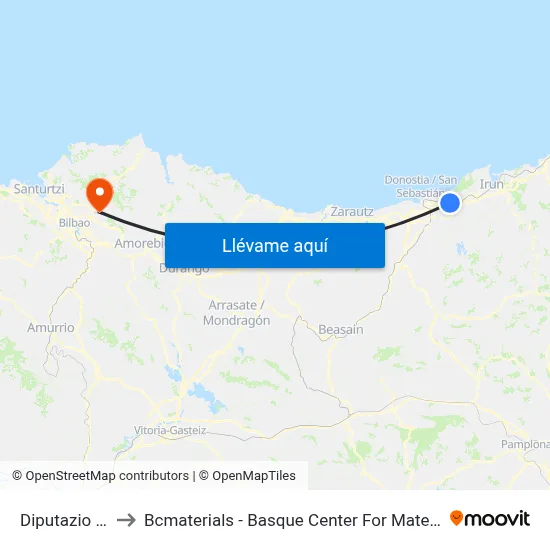 Diputazio Pl. to Bcmaterials - Basque Center For Materials map