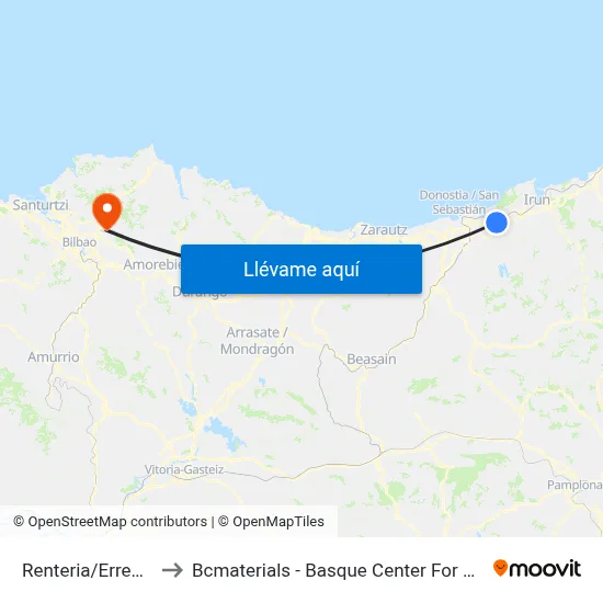 Renteria/Errenteria to Bcmaterials - Basque Center For Materials map