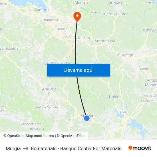 Murgia to Bcmaterials - Basque Center For Materials map