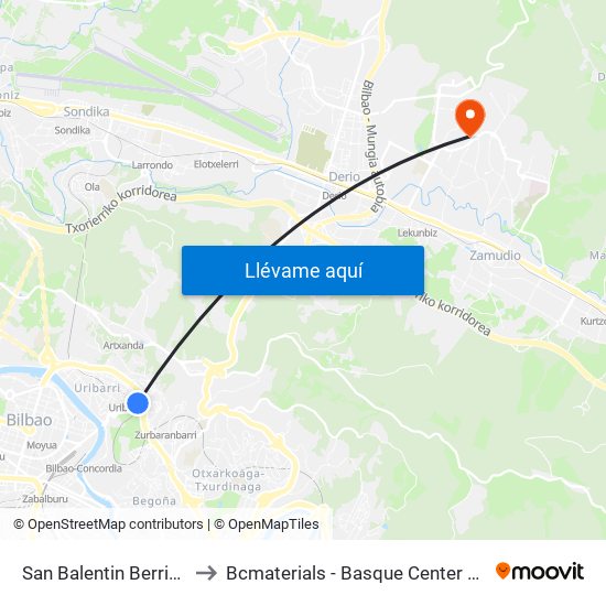 San Balentin Berriotxoa (1) to Bcmaterials - Basque Center For Materials map