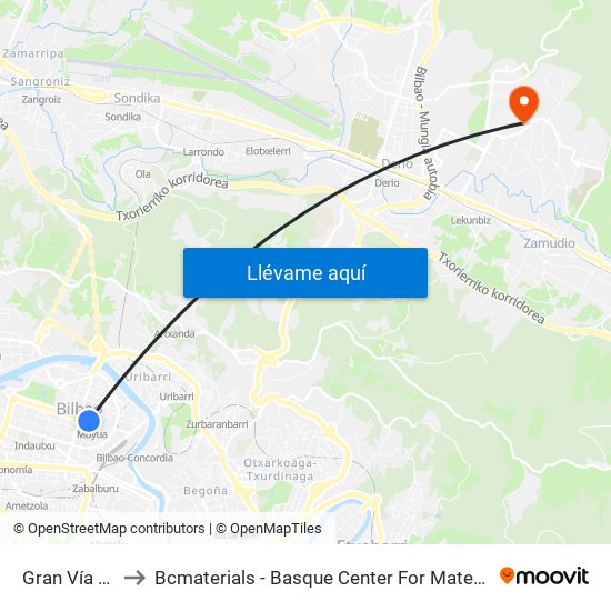 Gran Vía 36 to Bcmaterials - Basque Center For Materials map