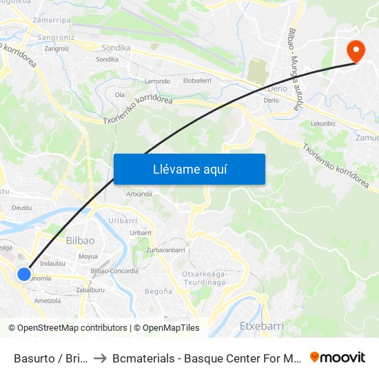 Basurto / Briñas to Bcmaterials - Basque Center For Materials map