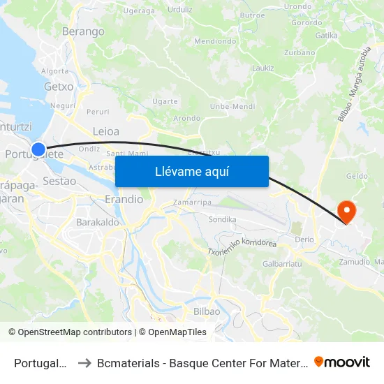 Portugalete to Bcmaterials - Basque Center For Materials map