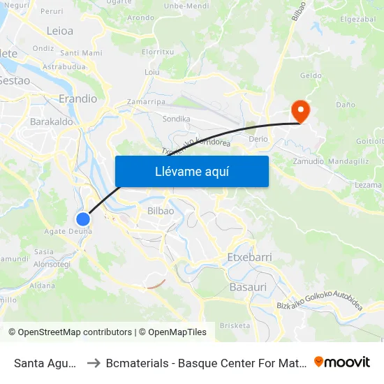 Santa Agueda to Bcmaterials - Basque Center For Materials map