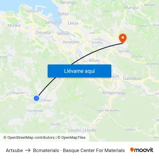 Artxube to Bcmaterials - Basque Center For Materials map
