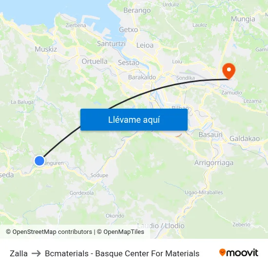 Zalla to Bcmaterials - Basque Center For Materials map