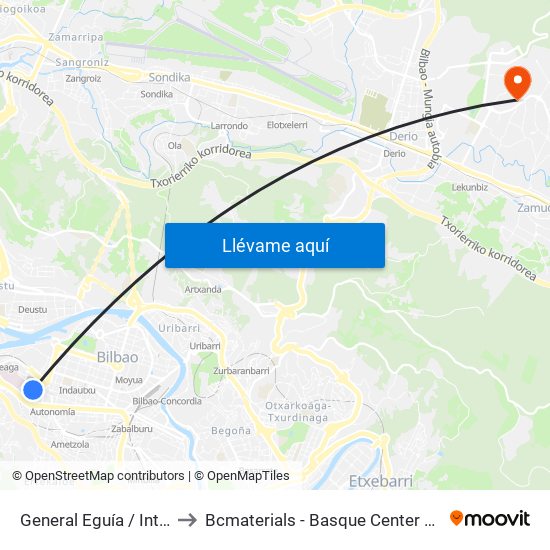 General Eguía / Intermodal to Bcmaterials - Basque Center For Materials map