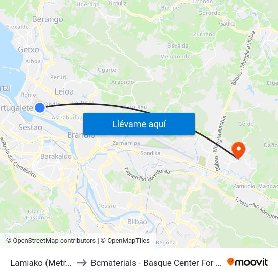 Lamiako (Metro) (7) to Bcmaterials - Basque Center For Materials map