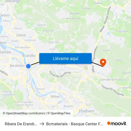 Ribera De Erandio (198) to Bcmaterials - Basque Center For Materials map