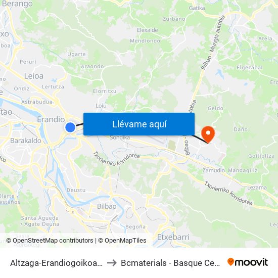 Altzaga-Erandiogoikoa (Uribarri) (207) to Bcmaterials - Basque Center For Materials map