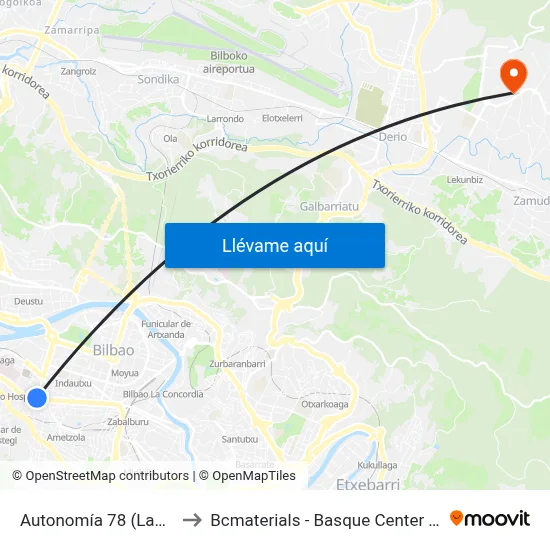 Autonomía 78 (Lantik) (308) to Bcmaterials - Basque Center For Materials map