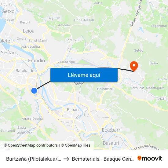 Burtzeña (Pilotalekua/Frontón) (312) to Bcmaterials - Basque Center For Materials map