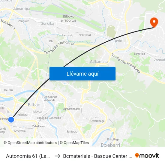 Autonomía 61 (Lantik) (354) to Bcmaterials - Basque Center For Materials map