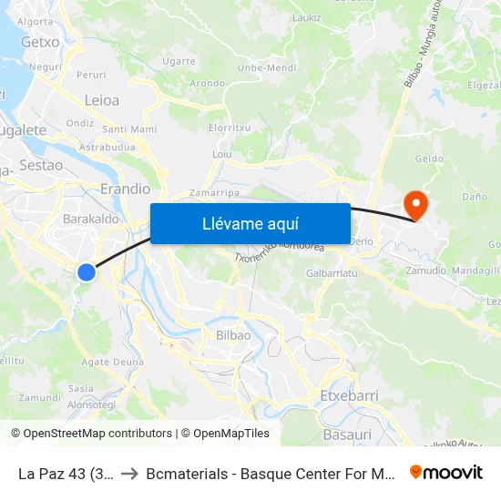 La Paz 43 (398) to Bcmaterials - Basque Center For Materials map