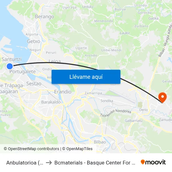 Anbulatorioa (528) to Bcmaterials - Basque Center For Materials map