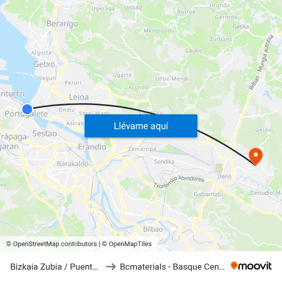 Bizkaia Zubia / Puente Bizkaia (534) to Bcmaterials - Basque Center For Materials map