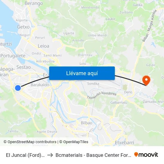 El Juncal (Ford) (669) to Bcmaterials - Basque Center For Materials map